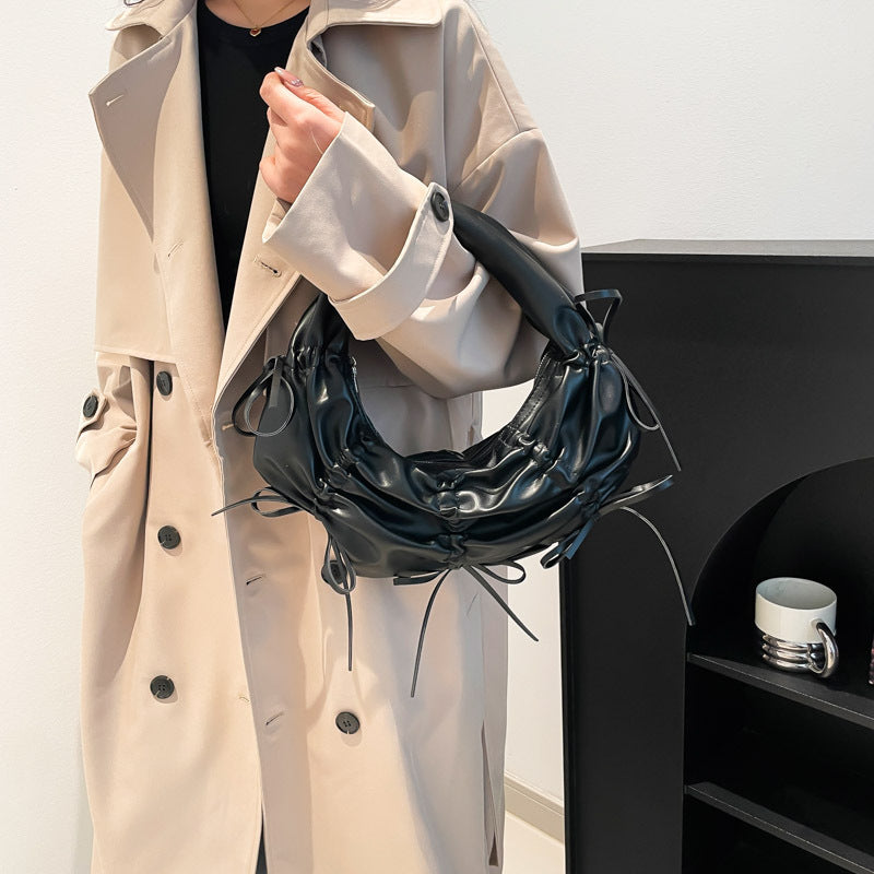 Black Solid One Handle Handheld Bag