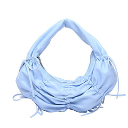 Blue Solid One Handle Handheld Bag