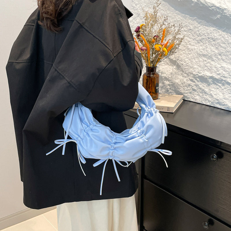 Blue Solid One Handle Handheld Bag