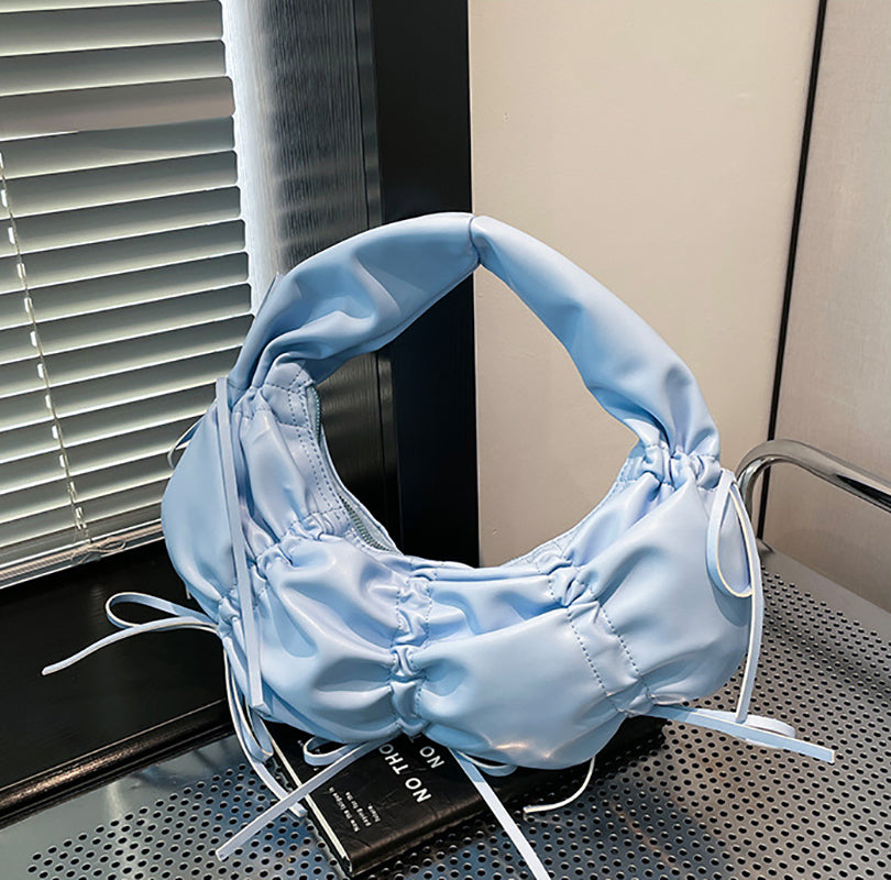 Blue Solid One Handle Handheld Bag
