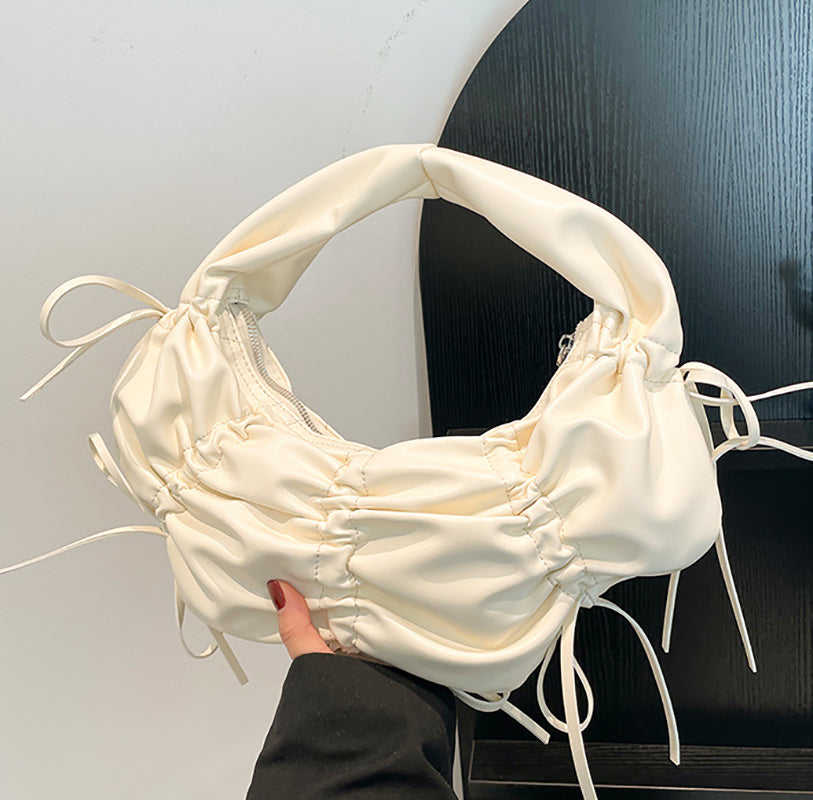 White Solid One Handle Handheld Bag