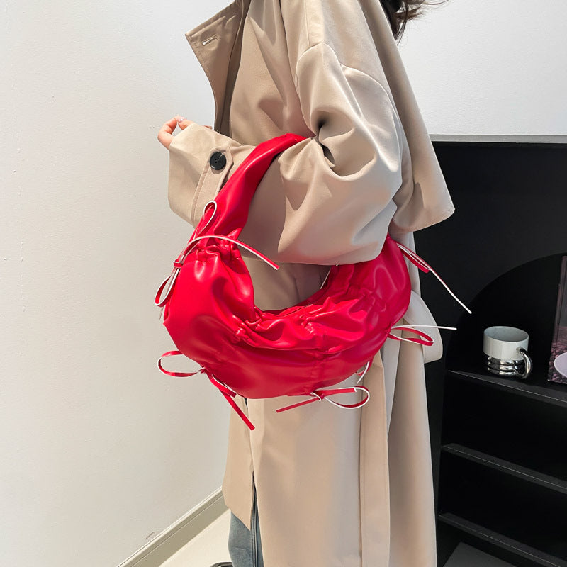 Red Solid One Handle Handheld Bag