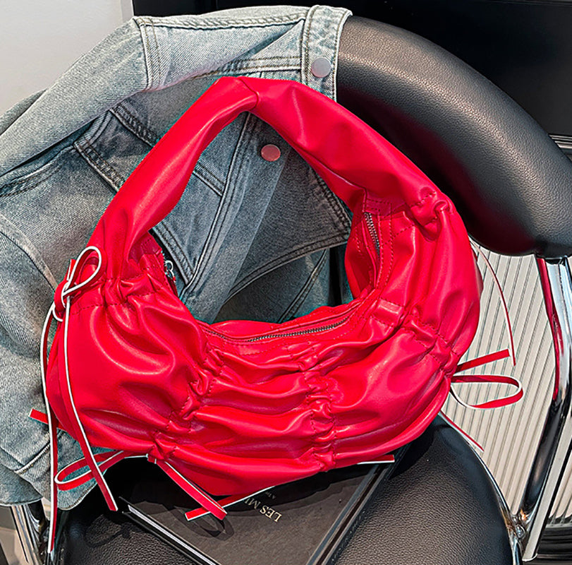 Red Solid One Handle Handheld Bag