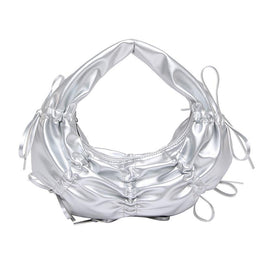 Silver Solid One Handle Handheld Bag