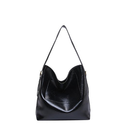 Black Solid One Handle Shoulder Bag