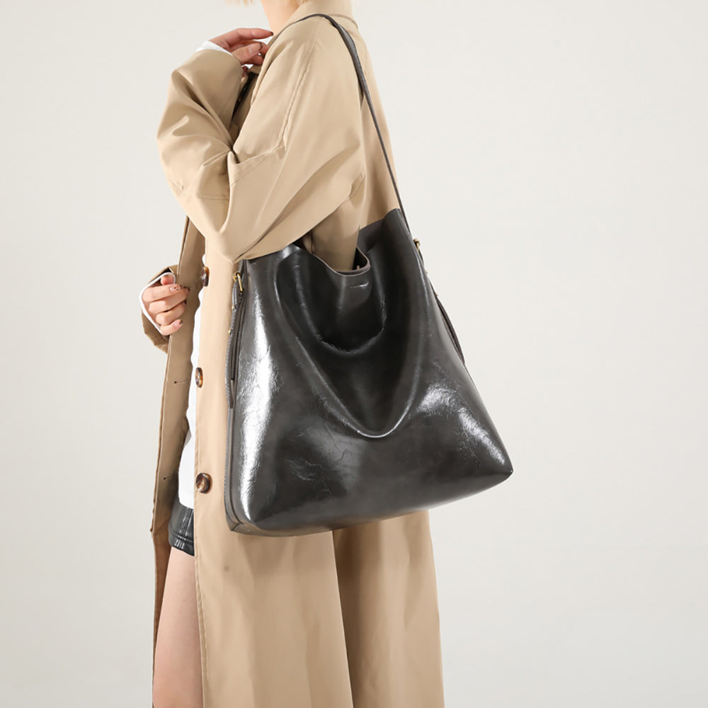 Grey Solid One Handle Shoulder Bag