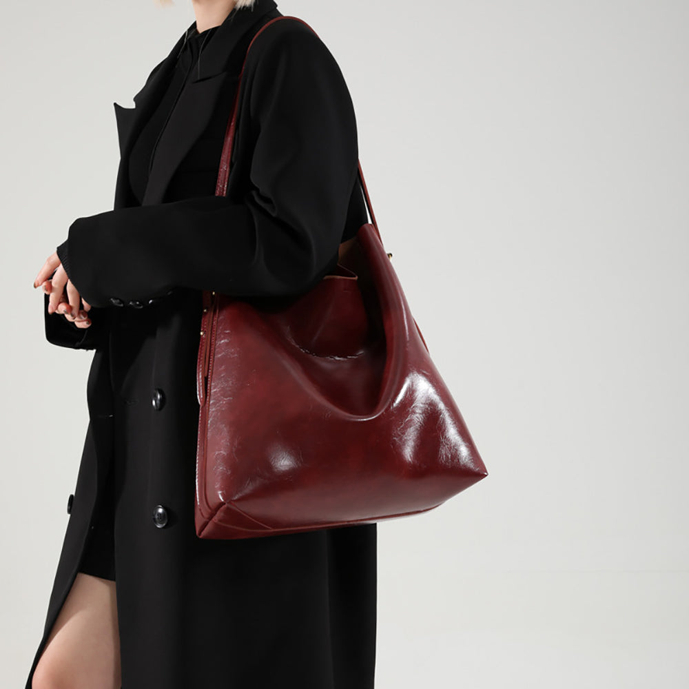 Red Solid One Handle Shoulder Bag
