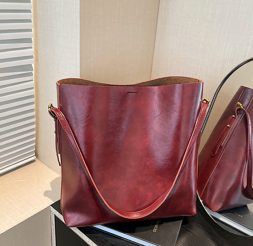 Red Solid One Handle Shoulder Bag