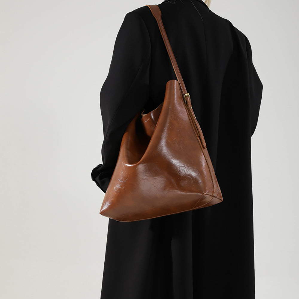 Brown Solid One Handle Shoulder Bag