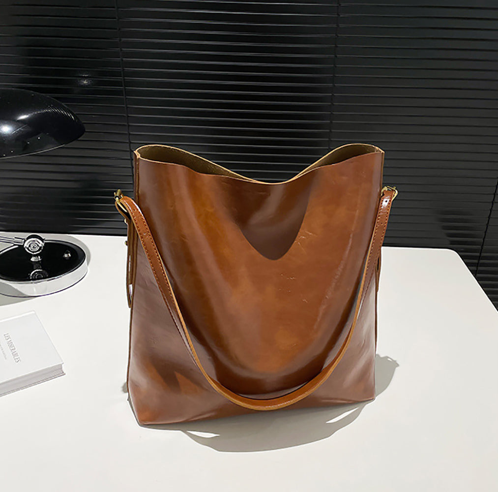Brown Solid One Handle Shoulder Bag