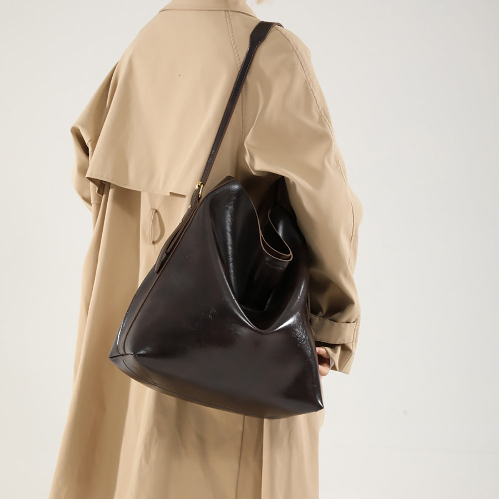 Coffee Solid One Handle Shoulder Bag