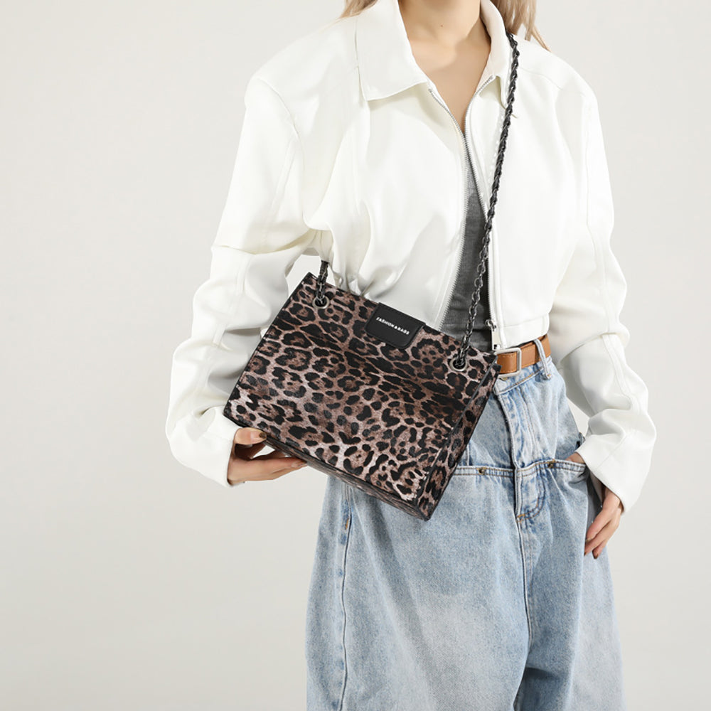 Brown Printed One Handle Shoulder Bag