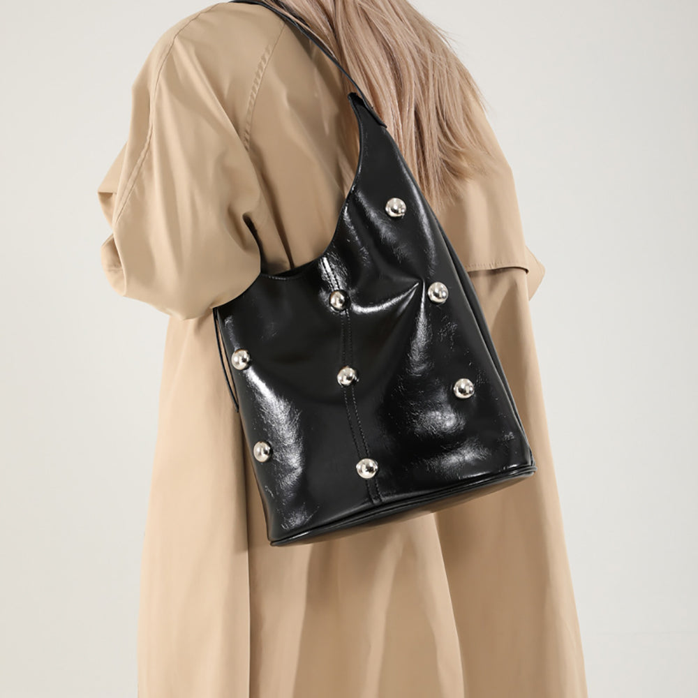 Black Solid One Handle Shoulder Bag