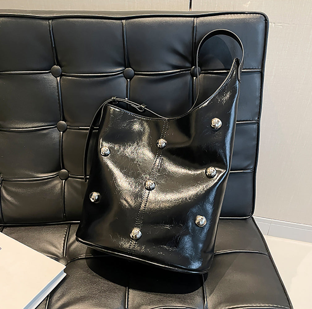 Black Solid One Handle Shoulder Bag