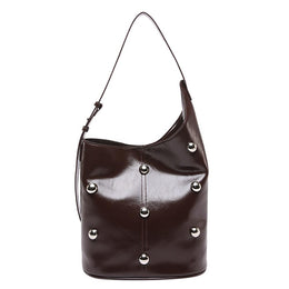 Coffee Solid One Handle Shoulder Bag