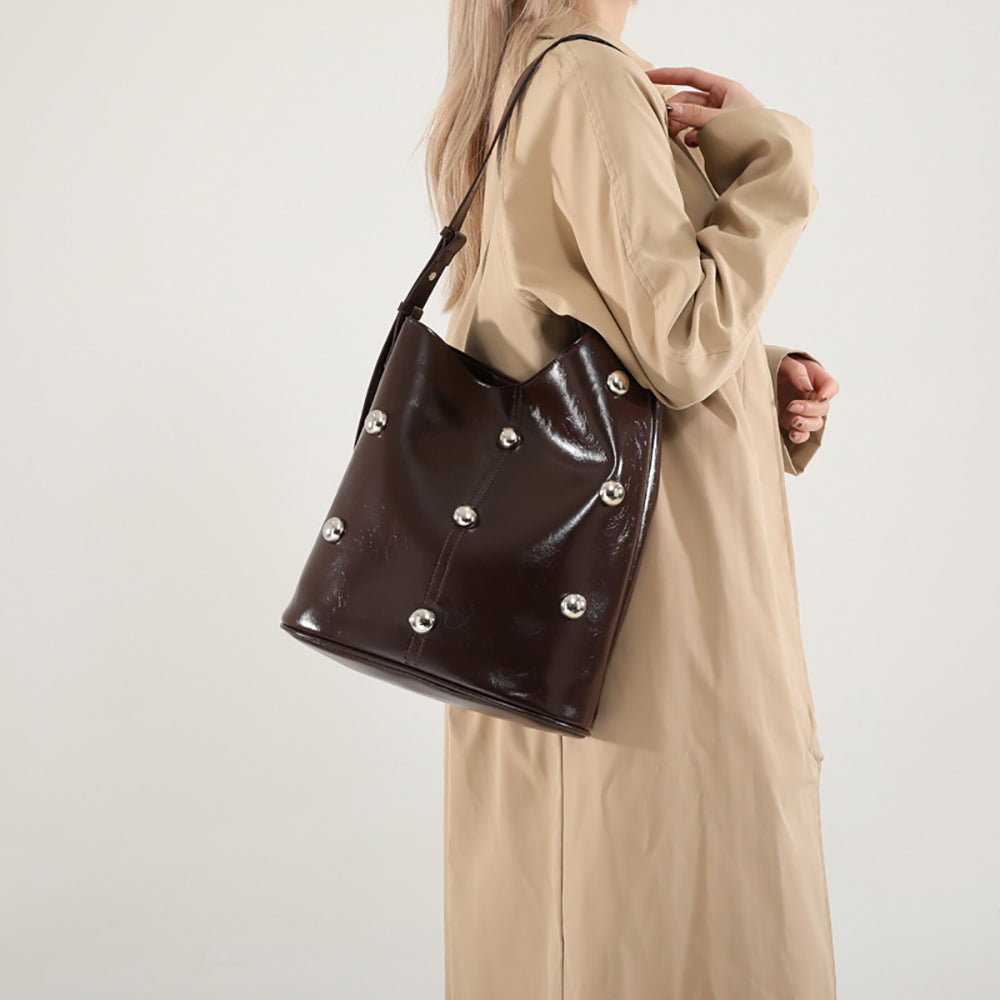 Coffee Solid One Handle Shoulder Bag