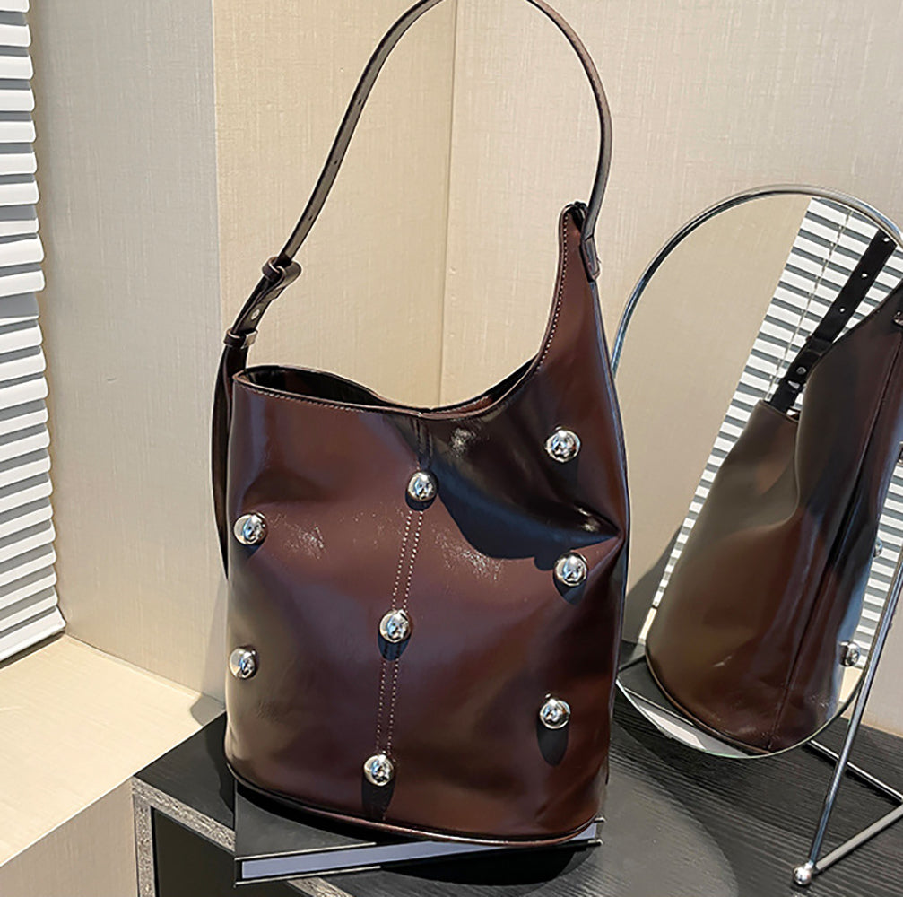 Coffee Solid One Handle Shoulder Bag