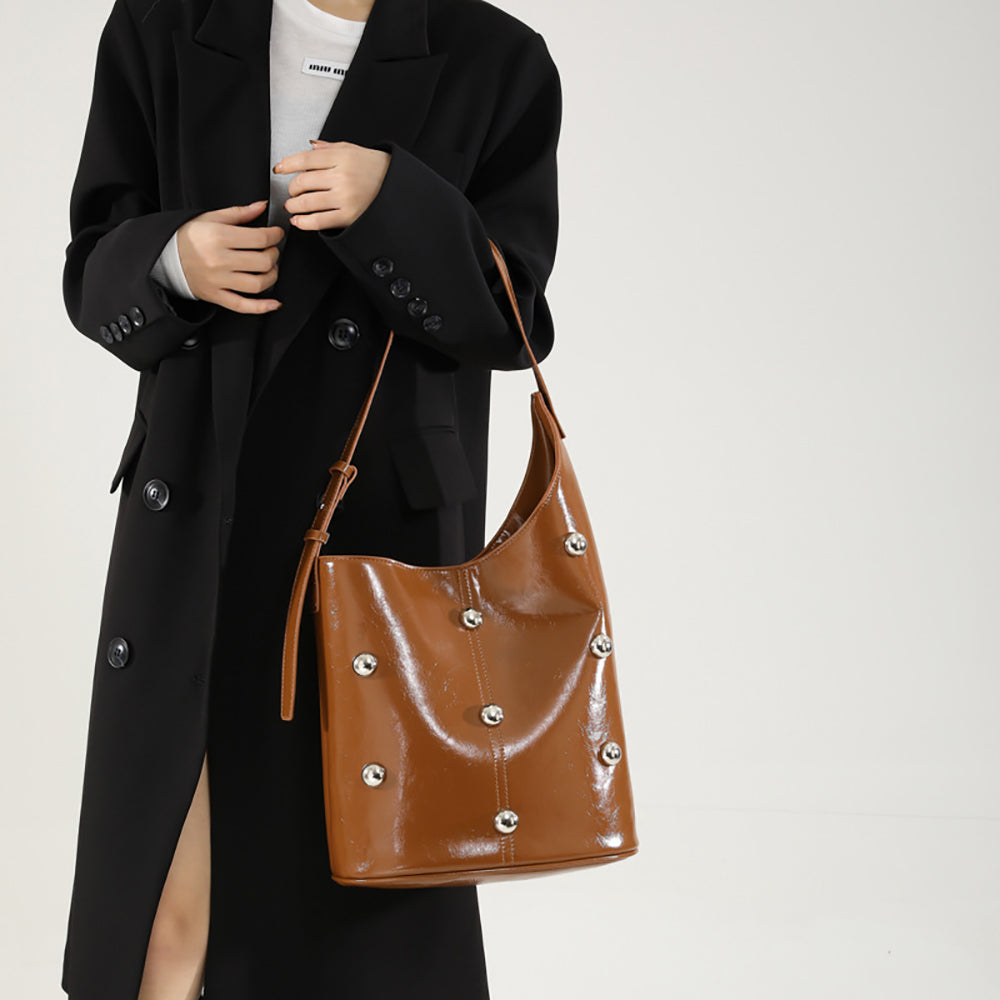 Brown Solid One Handle Shoulder Bag