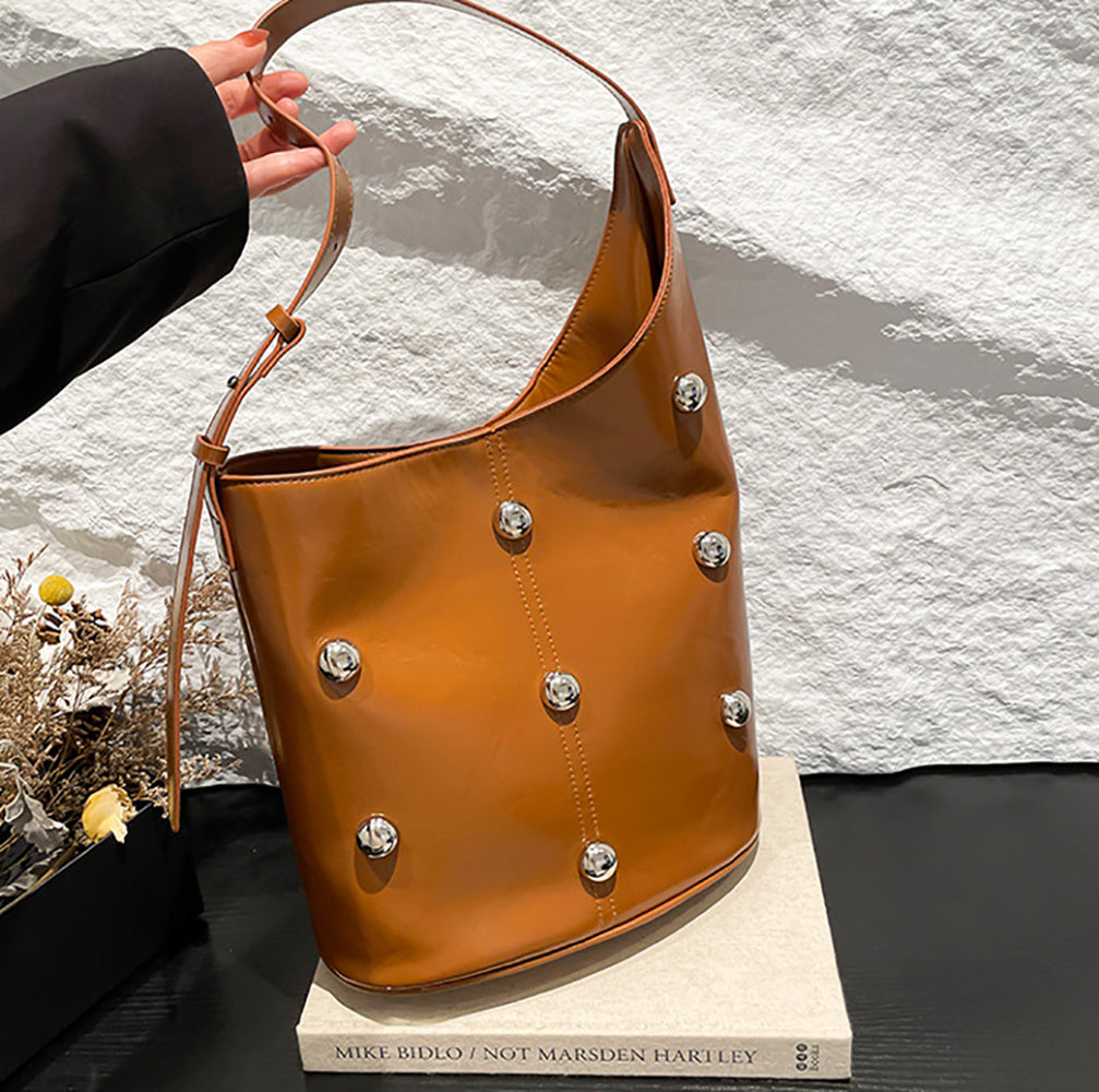 Brown Solid One Handle Shoulder Bag