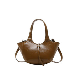 Brown Solid Two Handles Handheld Bag