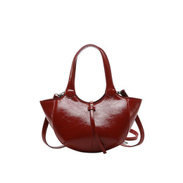 Red Solid Two Handles Handheld Bag