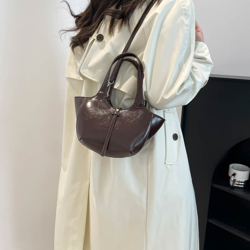 Coffee Solid Two Handles Handheld Bag