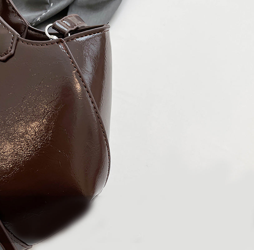 Coffee Solid Two Handles Handheld Bag