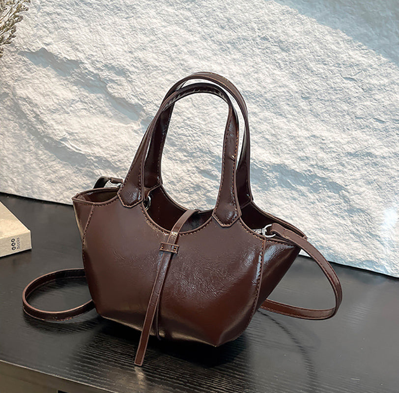 Coffee Solid Two Handles Handheld Bag