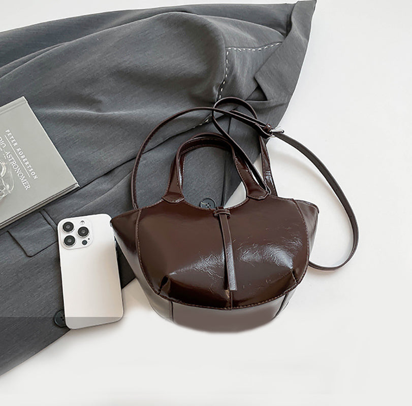 Coffee Solid Two Handles Handheld Bag
