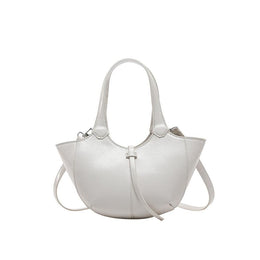 White Solid Two Handles Handheld Bag