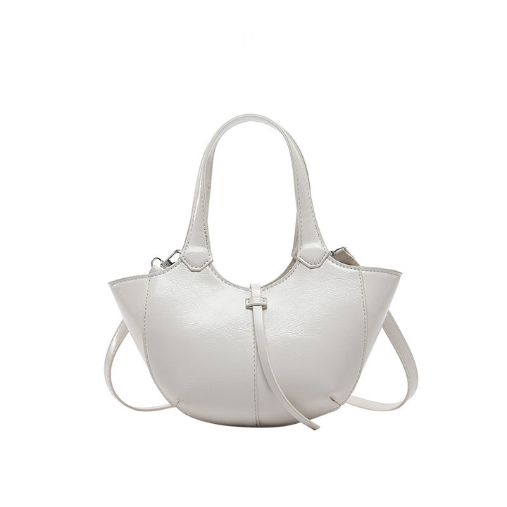 White Solid Two Handles Handheld Bag