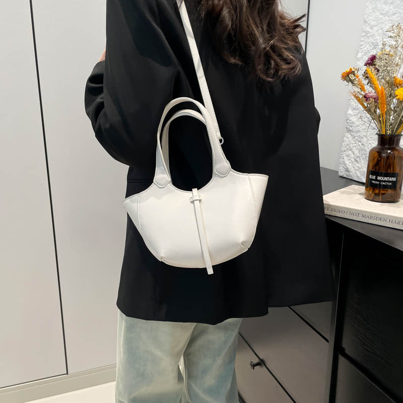 White Solid Two Handles Handheld Bag