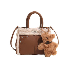 Coffee Brown Solid Two Handles Shoulder Bag