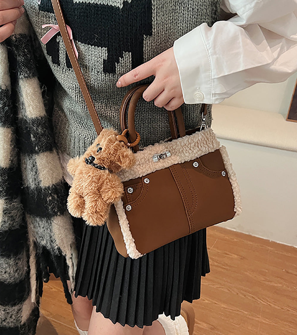 Coffee Brown Solid Two Handles Shoulder Bag