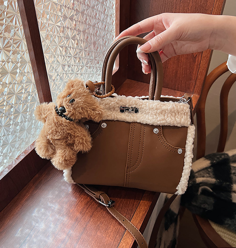 Coffee Brown Solid Two Handles Shoulder Bag