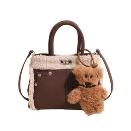 Coffee Solid Two Handles Shoulder Bag