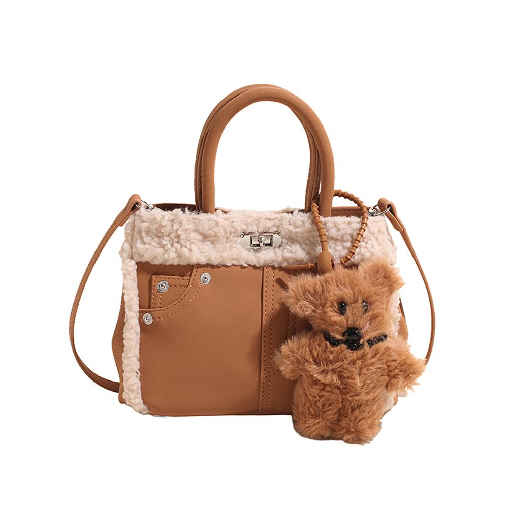 Brown Solid Two Handles Shoulder Bag