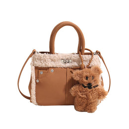 Brown Solid Two Handles Shoulder Bag