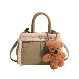 Green Solid Two Handles Shoulder Bag