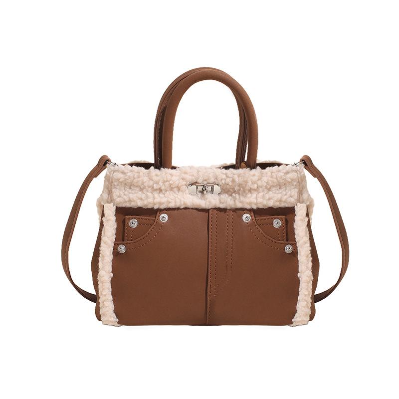 Coffee Brown Solid Two Handles Shoulder Bag