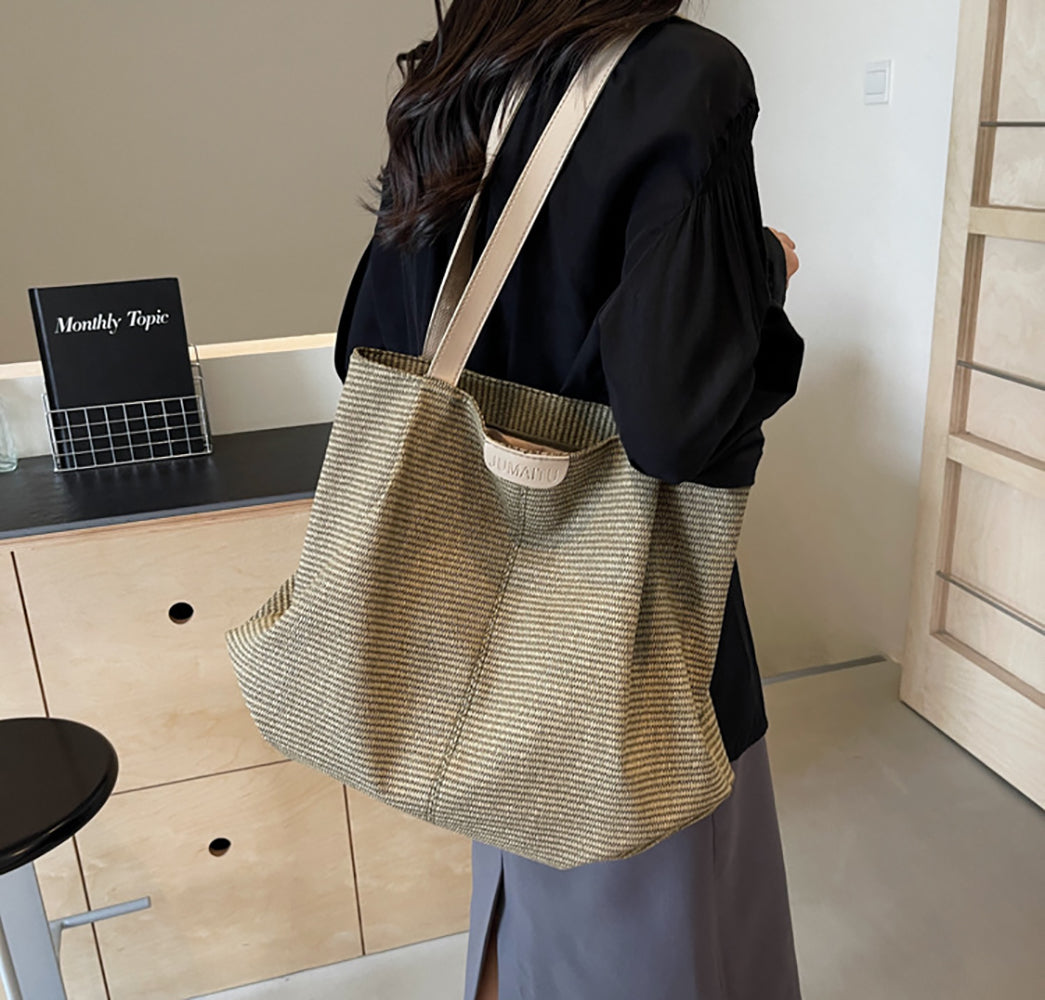 Women Striped Shopper Shoulder Bag