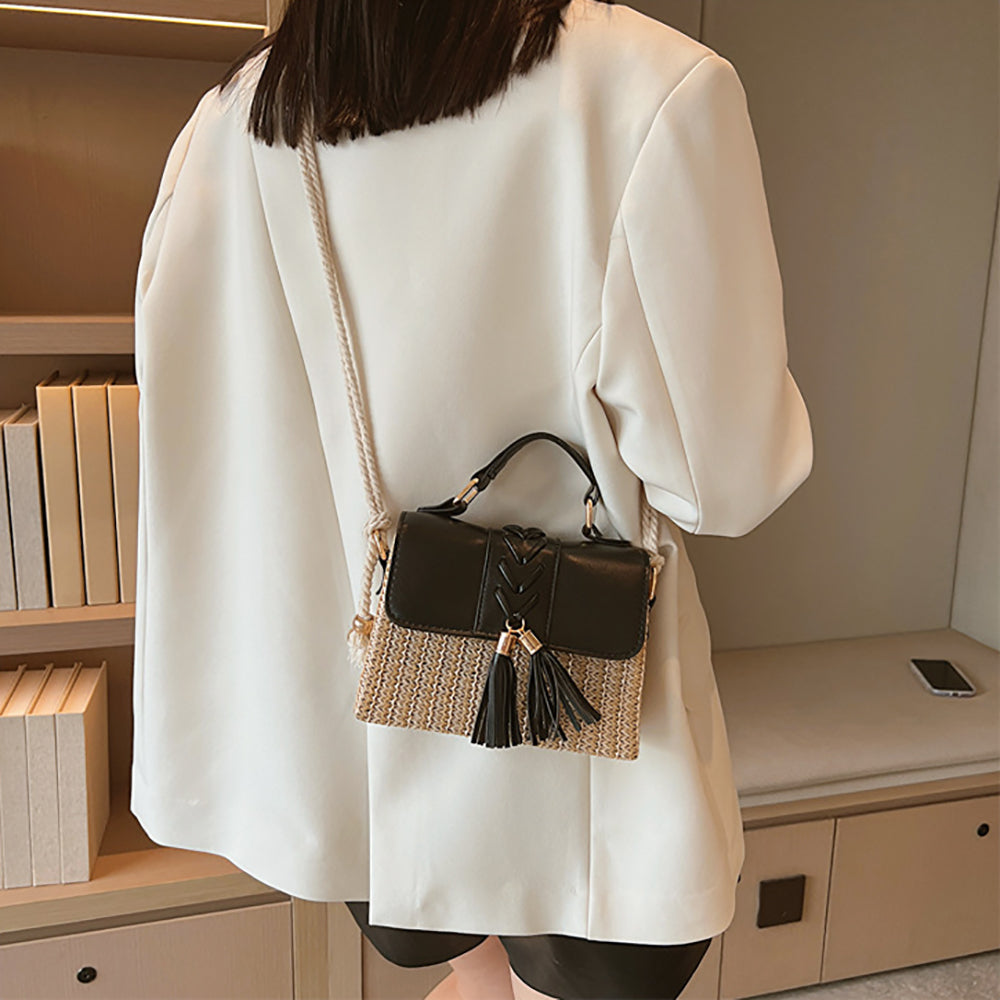 Women Colourblocked Textured Bowling Satchel Bag