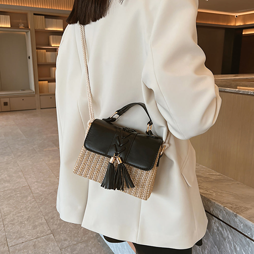 Women Colourblocked Textured Bowling Satchel Bag