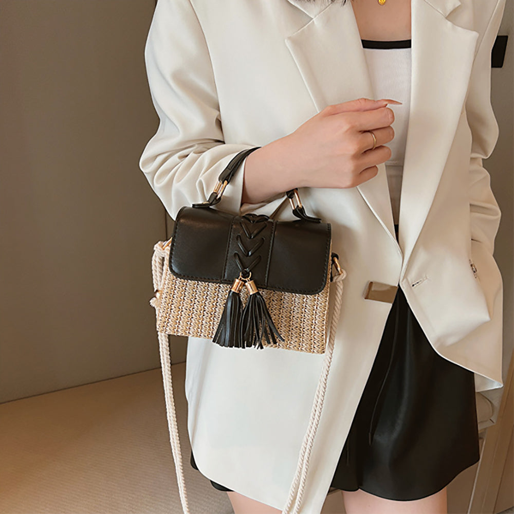 Women Colourblocked Textured Bowling Satchel Bag