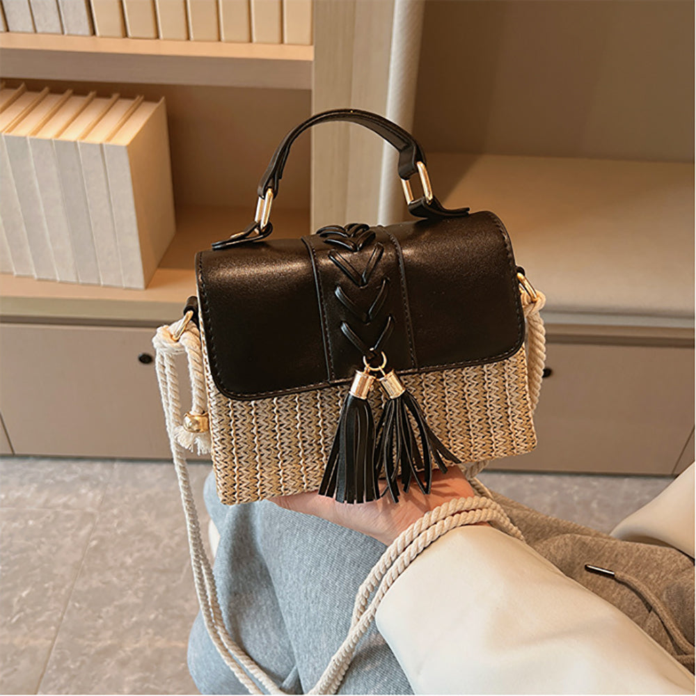 Women Colourblocked Textured Bowling Satchel Bag