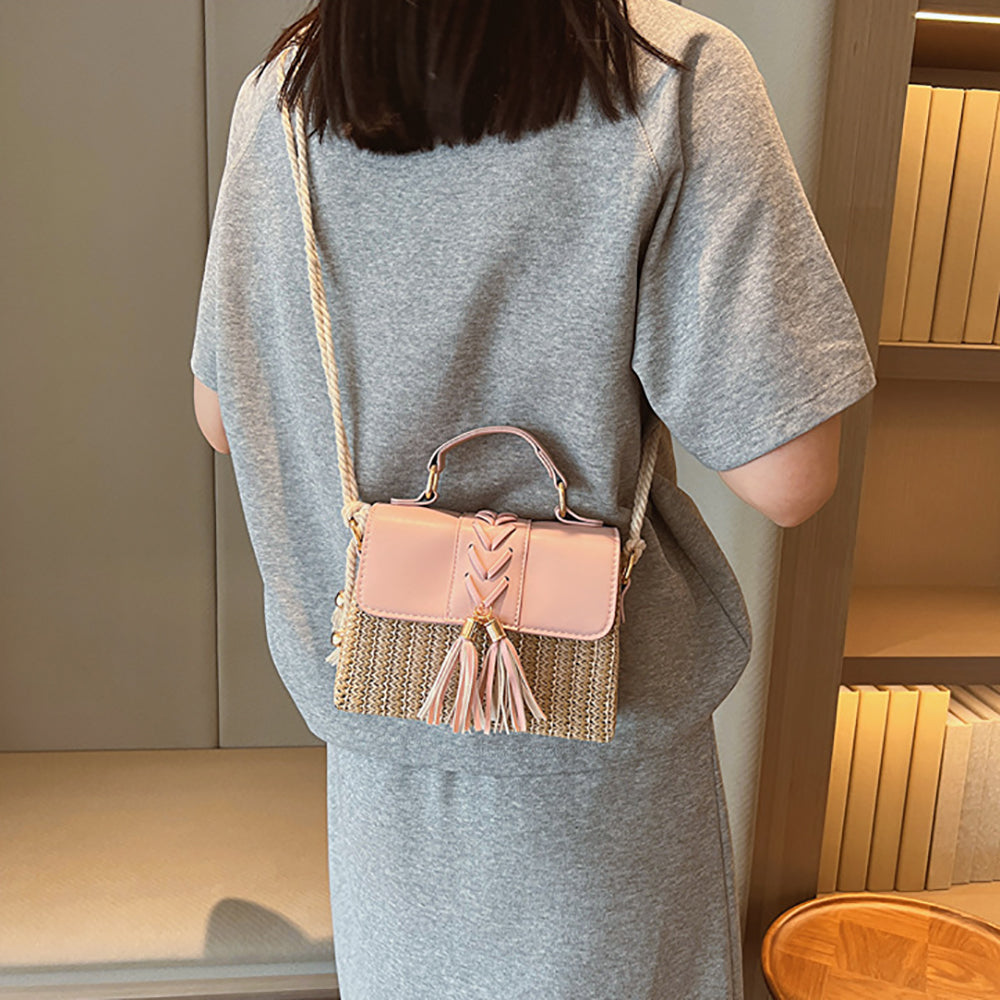 Women Colourblocked Textured Structured Satchel Bag