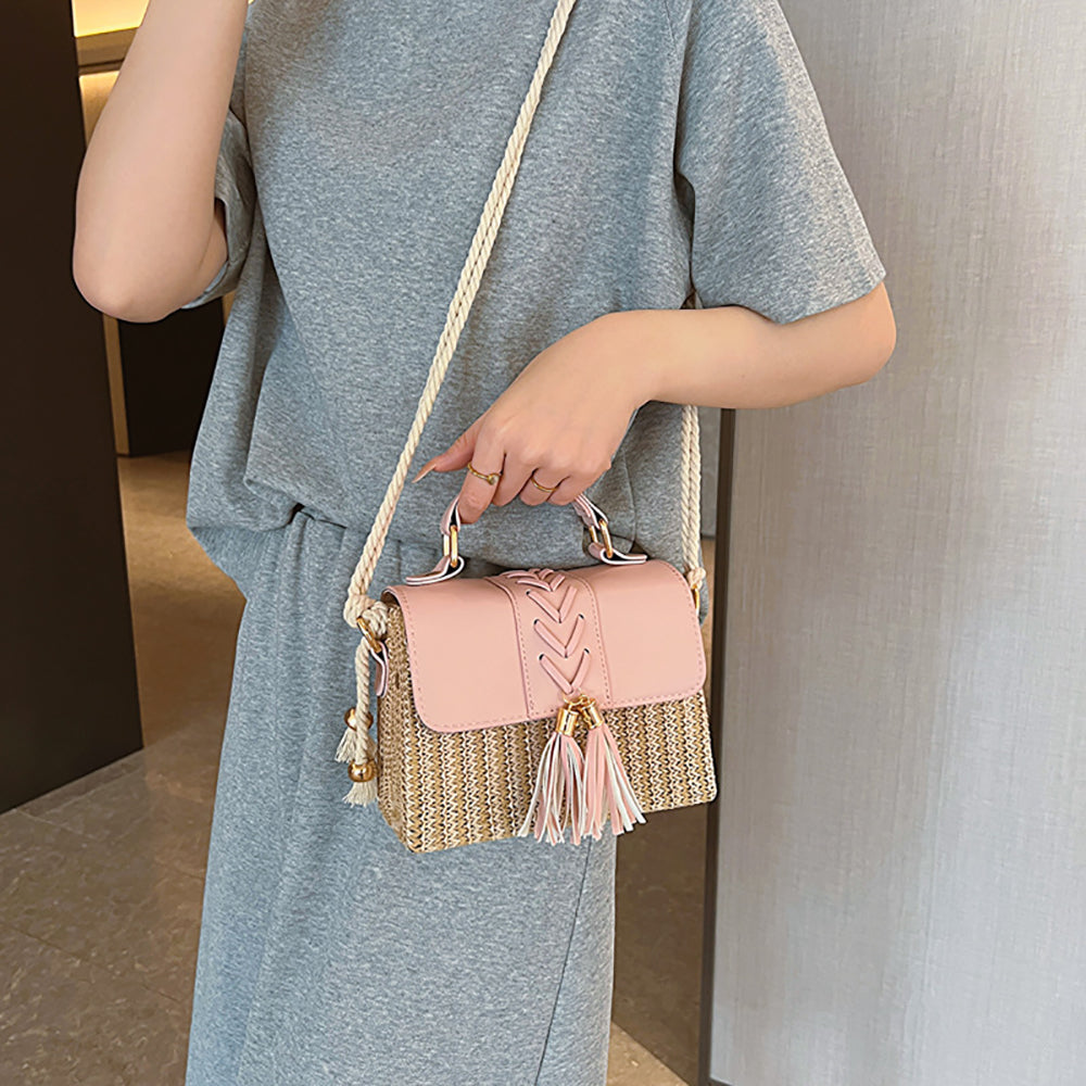 Women Colourblocked Textured Structured Satchel Bag