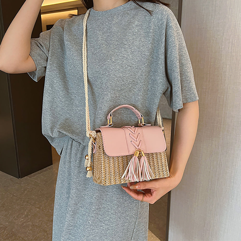 Women Colourblocked Textured Structured Satchel Bag