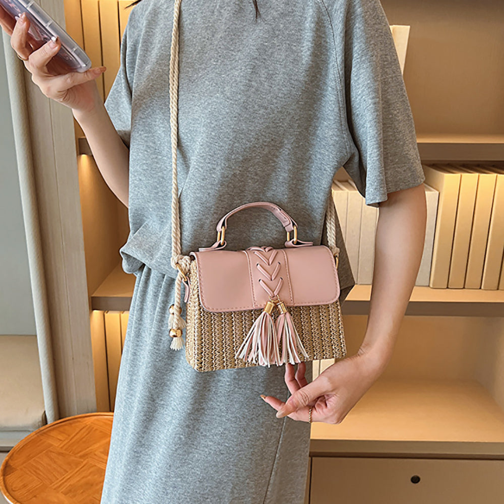 Women Colourblocked Textured Structured Satchel Bag