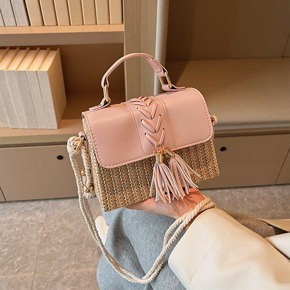 Women Colourblocked Textured Structured Satchel Bag